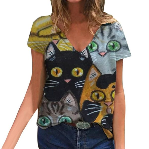women's blouses & shirts bohemian summer 2021 color-blocking stitching cat print v-neck short-sleeved shirt vintage femme blusas #4, White
women's blouses & shirts bohemian summer 2021 color-blocking stitching cat print v-neck short-sleeved shirt vintage femme blusas #4, White