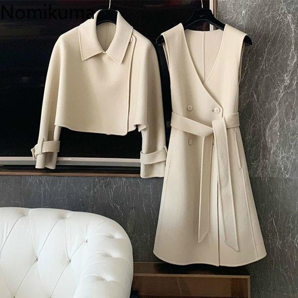 nomikuma elegant 2 piece set women long sleeve short jackets v neck double breasted dress solid color korean two pieces outfits, White;black
nomikuma elegant 2 piece set women long sleeve short jackets v neck double breasted dress solid color korean two pieces outfits, White;black