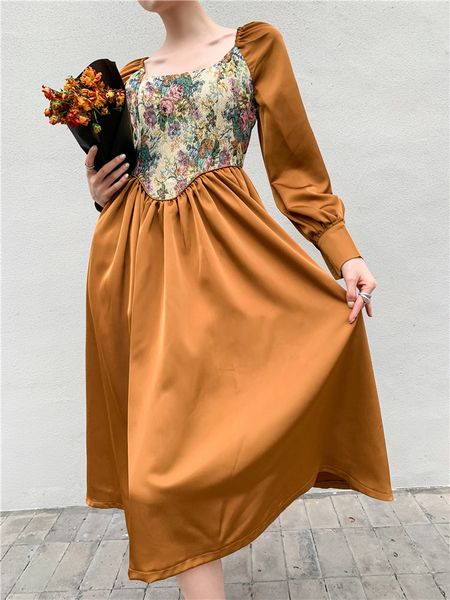 2021 new vintage jacquard sleeve tunic women a line square neck floral long midi ladies gold autumn gmy5, Black;gray
2021 new vintage jacquard sleeve tunic women a line square neck floral long midi ladies gold autumn gmy5, Black;gray