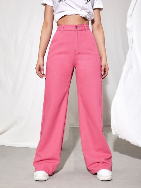 high waisted wide leg jeans k0nl#, Blue