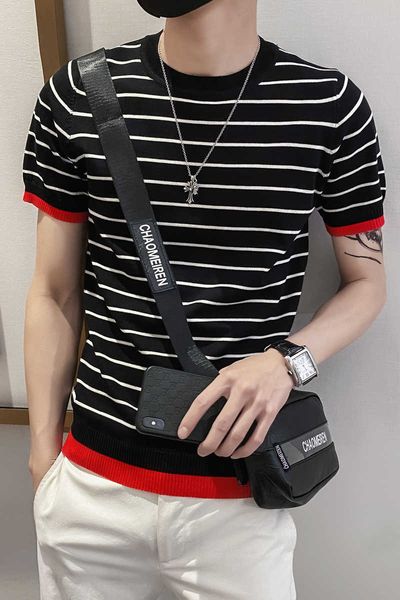 summer short sleeve tshirts casual striped knitted t shirts streetwear o-neck tees breathable clothing 210527, White;black
summer short sleeve tshirts casual striped knitted t shirts streetwear o-neck tees breathable clothing 210527, White;black