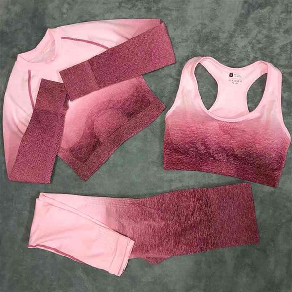 2/3pcs yoga set ombre seamless leggings sport bra long sleeve crop women running gym high waist fitness sports suit 210802, Gray
2/3pcs yoga set ombre seamless leggings sport bra long sleeve crop women running gym high waist fitness sports suit 210802, Gray