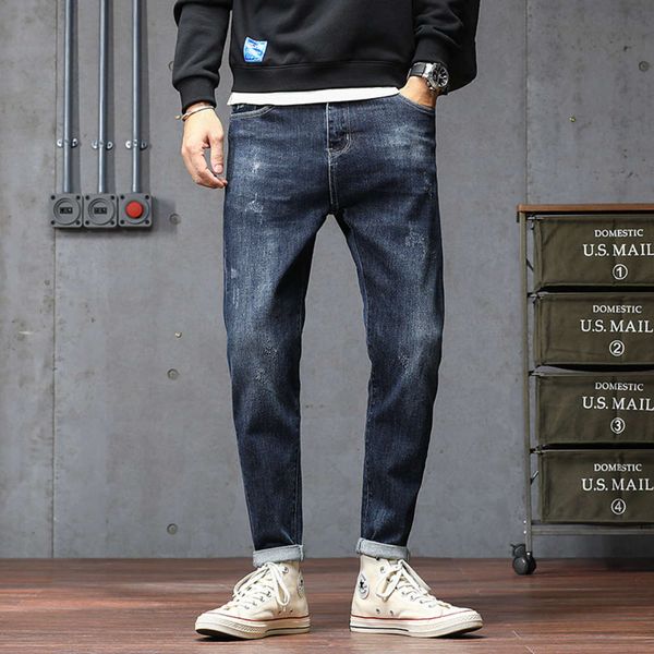 ins new autumn and winter jeans fashion brand versatile small foot korean slim scratch straight men's pants, Blue
ins new autumn and winter jeans fashion brand versatile small foot korean slim scratch straight men's pants, Blue