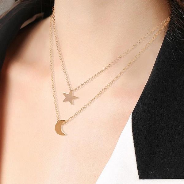chains simple moon star pendant necklace for women double-layer choker gold silver color clavicle chain female jewelry
chains simple moon star pendant necklace for women double-layer choker gold silver color clavicle chain female jewelry