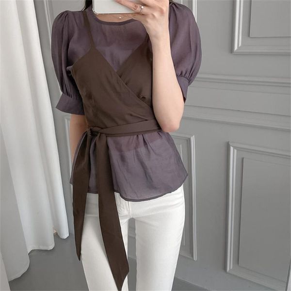 women's blouses & shirts alien kitty summer two piece sets puff sleeves elegant thin high street 2021 ol slim-fit all match fashion tan, White
women's blouses & shirts alien kitty summer two piece sets puff sleeves elegant thin high street 2021 ol slim-fit all match fashion tan, White