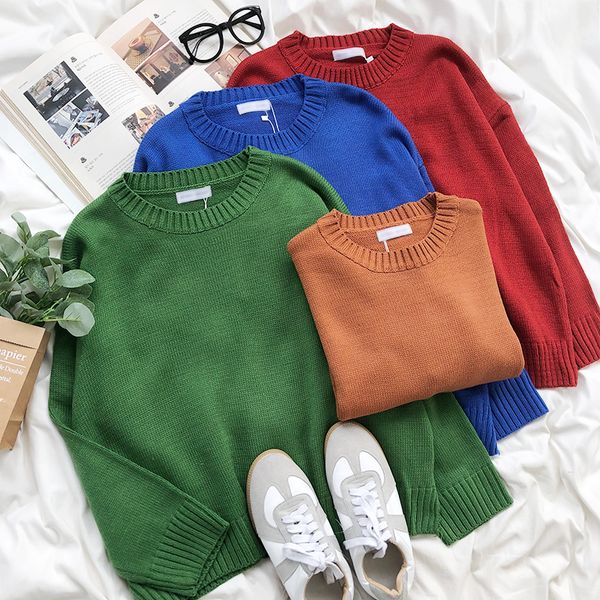 2021 oversize korean sweater women casual long sleeved loose spring autumn pullover fashion solid knitted sweaters 0kja, White;black
2021 oversize korean sweater women casual long sleeved loose spring autumn pullover fashion solid knitted sweaters 0kja, White;black
