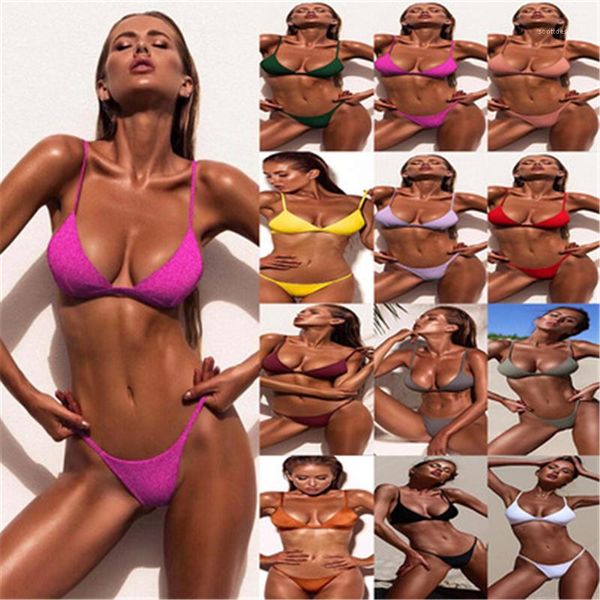 bras briefs split bikini swimsuit summer female new beach bikini sets womens solid colors swimwear fashion trend gather chest sling, White;black 
bras briefs split bikini swimsuit summer female new beach bikini sets womens solid colors swimwear fashion trend gather chest sling, White;black
