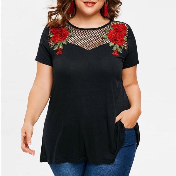 plus size t-shirt fashion women's blouse short sleeve fishnet panel tunic applique blusas mujer de moda 2021, Black
plus size t-shirt fashion women's blouse short sleeve fishnet panel tunic applique blusas mujer de moda 2021, Black