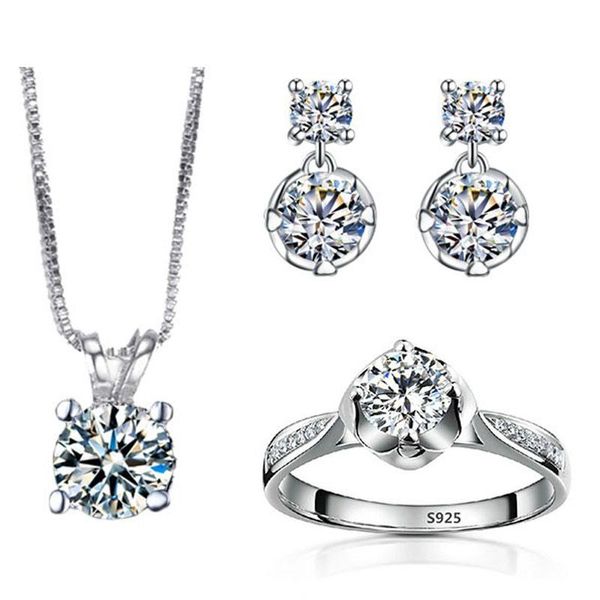 earrings & necklace bridal wedding jewelry set white gold color earring ring bijoux femme accessories asm004, Silver
earrings & necklace bridal wedding jewelry set white gold color earring ring bijoux femme accessories asm004, Silver
