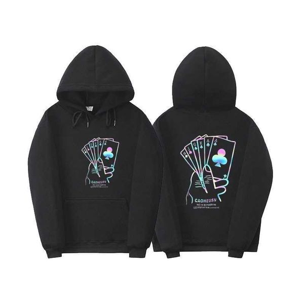 autumn new playing card reflective sleeve men hip hop loose plush sweater fashion, Black
autumn new playing card reflective sleeve men hip hop loose plush sweater fashion, Black
