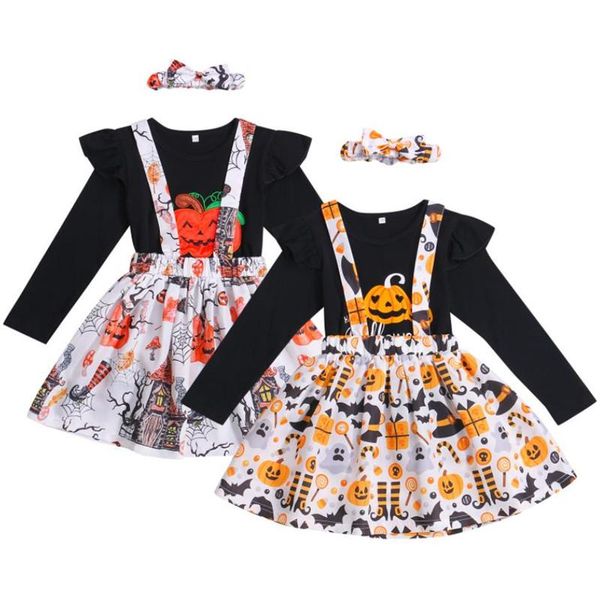 clothing sets 3pcs halloween kids suit set toddler pumpkin print o-neck long sleeve suspender skirt headband for girls 2-7years, White
clothing sets 3pcs halloween kids suit set toddler pumpkin print o-neck long sleeve suspender skirt headband for girls 2-7years, White