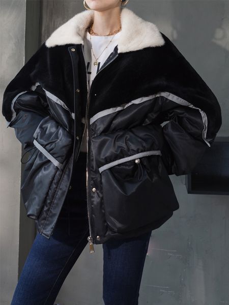 2020 winter new mink fur collar real sheepskin fur one-piece splicing down jacket fur coat bright strips, Tan;black
2020 winter new mink fur collar real sheepskin fur one-piece splicing down jacket fur coat bright strips, Tan;black