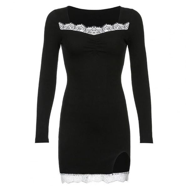 casual dresses women dress cotton spandex long sleeve lace trim split hem bodycon knitwear for party black fashion femme robe, Black;gray
casual dresses women dress cotton spandex long sleeve lace trim split hem bodycon knitwear for party black fashion femme robe, Black;gray