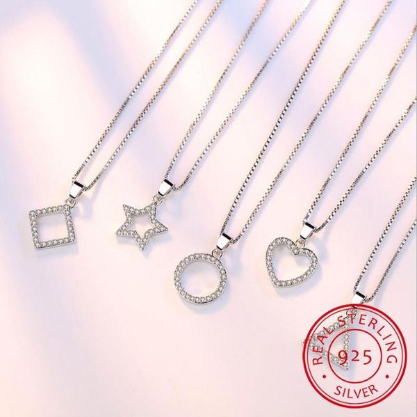 chains 925 sterling silver 5 modle crystal zircon star heart circle square pendant necklace for women match 45cm chain choker kolye/eqr
chains 925 sterling silver 5 modle crystal zircon star heart circle square pendant necklace for women match 45cm chain choker kolye/eqr