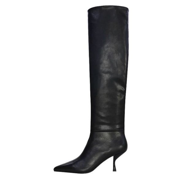 size 34-43 women knee high boots shoes thin high heels slip on ins style long boot party club ladies footwear, Black
size 34-43 women knee high boots shoes thin high heels slip on ins style long boot party club ladies footwear, Black