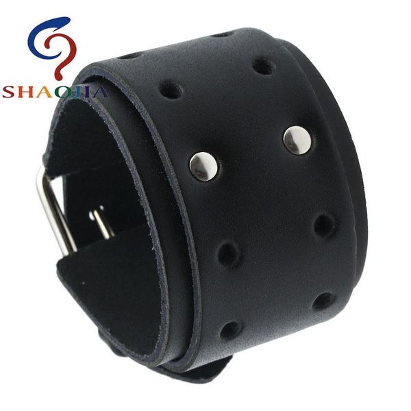 tennis shaojia three color option wide leather bracelet stainless steel belt buckle hand cuff geometric punk adjustable, Golden;silver
tennis shaojia three color option wide leather bracelet stainless steel belt buckle hand cuff geometric punk adjustable, Golden;silver