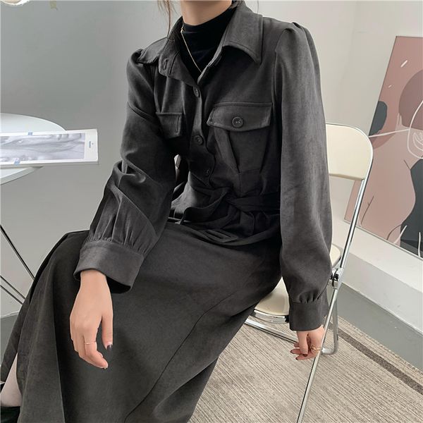 2021 new autumn spring work wear lace-up tooling women vintage elegant ol single breasted long es vestidos 4kdi, Black;gray
2021 new autumn spring work wear lace-up tooling women vintage elegant ol single breasted long es vestidos 4kdi, Black;gray