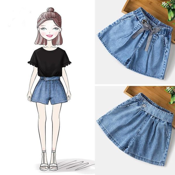 shorts denim for girls children's solid thin loose short pants jeans under the skirt summer blue culottes elastic waist fashion, Black
shorts denim for girls children's solid thin loose short pants jeans under the skirt summer blue culottes elastic waist fashion, Black