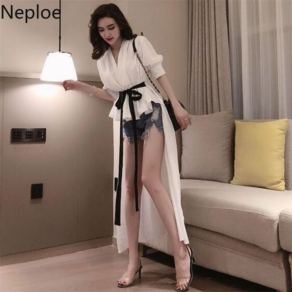 neploe new women long irregular shirts half sleeve v neck black white slim blusa fashion asymmetrical female blouse 210225
neploe new women long irregular shirts half sleeve v neck black white slim blusa fashion asymmetrical female blouse 210225