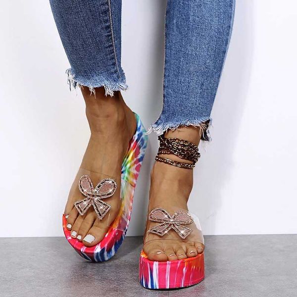 women's platform bow slippers woman tansparent colorful flat women crystal footwear plus size 43 ladies slide female beach shoes y0731, Black
women's platform bow slippers woman tansparent colorful flat women crystal footwear plus size 43 ladies slide female beach shoes y0731, Black
