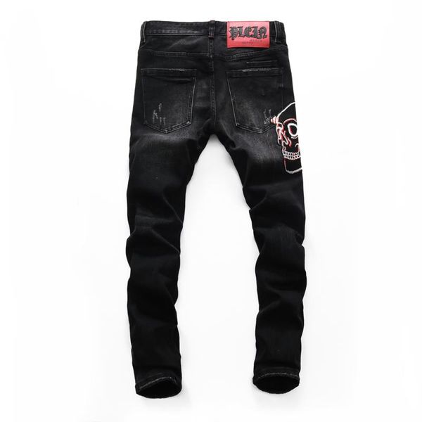 men's jeans clothes punk style brand men black mens slim denim trousers skulls straight stretch pants, Blue
men's jeans clothes punk style brand men black mens slim denim trousers skulls straight stretch pants, Blue