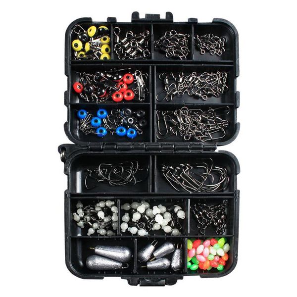 fishing hooks 170pcs tackle set with weights jig heads o-rings barrel swivels outdoor accessories box saltwater
fishing hooks 170pcs tackle set with weights jig heads o-rings barrel swivels outdoor accessories box saltwater