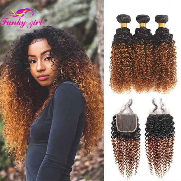 human hair bulks ombre peruvian kinky curly bundles with closure swiss lace remy 1b/30 3/4, Black
human hair bulks ombre peruvian kinky curly bundles with closure swiss lace remy 1b/30 3/4, Black