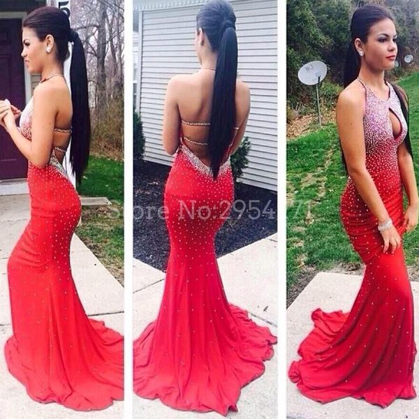 party dresses 2021 red mermaid prom halter front keyhole backless crystals guest gown long maid of honor, White;black
party dresses 2021 red mermaid prom halter front keyhole backless crystals guest gown long maid of honor, White;black