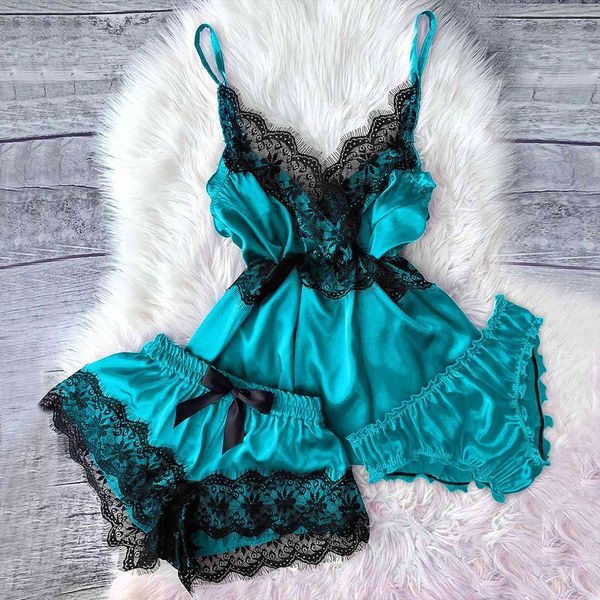 3pc silk suit womens sleepwears v neck eyelash lace stain camisole pajamas bowknot shorts panties set summer, Black;red
3pc silk suit womens sleepwears v neck eyelash lace stain camisole pajamas bowknot shorts panties set summer, Black;red