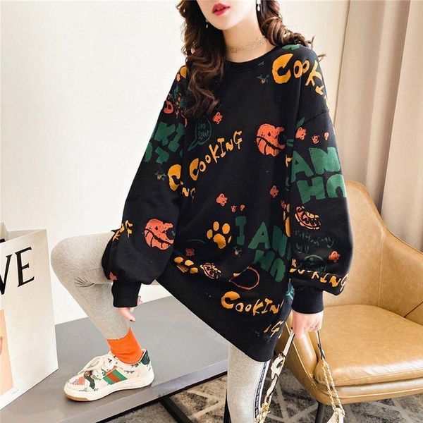 women's hoodies & sweatshirts 2021 spring and autumn large size korean-style loose mid-length thin sweater 150.00kg, Black
women's hoodies & sweatshirts 2021 spring and autumn large size korean-style loose mid-length thin sweater 150.00kg, Black