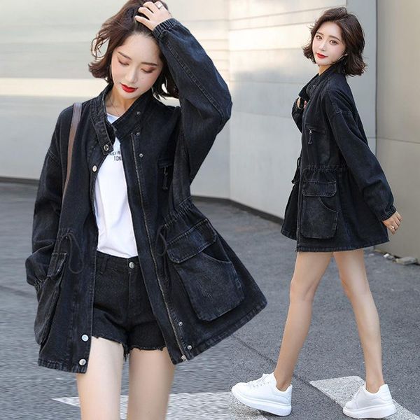 women's trench coats mid-length denim windbreaker 2021 spring autumn fashion stand-up collar long-sleeved loose coat trendy 274, Tan;black
women's trench coats mid-length denim windbreaker 2021 spring autumn fashion stand-up collar long-sleeved loose coat trendy 274, Tan;black