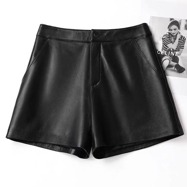 women's shorts high waist genuine leather korean fashion black spring autumn women cool skinny work party wear female, White;black
women's shorts high waist genuine leather korean fashion black spring autumn women cool skinny work party wear female, White;black