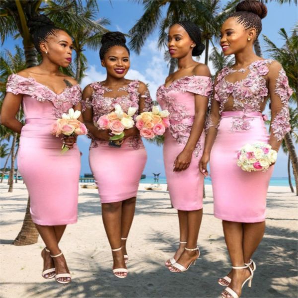 sheath knee -length pink off shoulder bridesmaid dress 3d floral lace applique african junior maid of honor wedding guest party si306a, White;pink
sheath knee -length pink off shoulder bridesmaid dress 3d floral lace applique african junior maid of honor wedding guest party si306a, White;pink