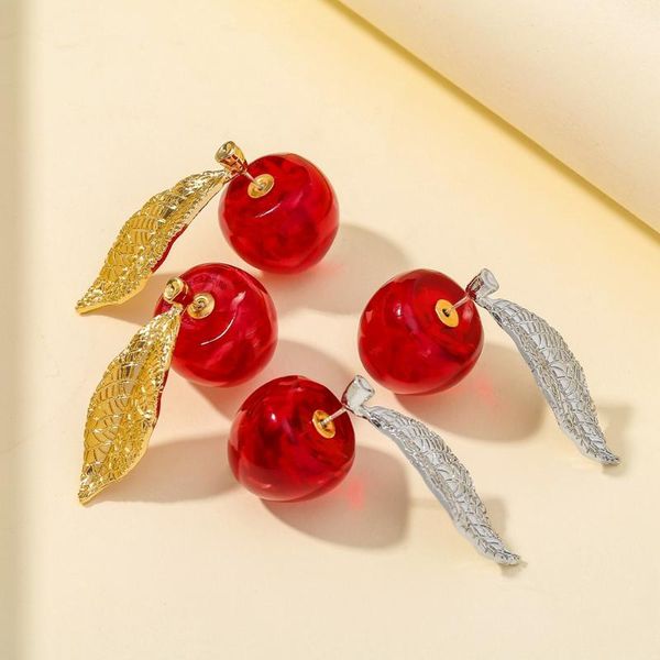 stud cinkile fashion cute resin cherry earrings creative simple sweet metal leaf fruit for women girl party jewelry, Golden;silver
stud cinkile fashion cute resin cherry earrings creative simple sweet metal leaf fruit for women girl party jewelry, Golden;silver