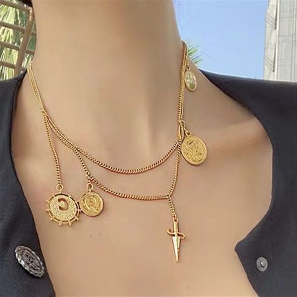 hbp fashion wind baroque double layered gold coin sword pendant short net red necklace female trend, Silver
hbp fashion wind baroque double layered gold coin sword pendant short net red necklace female trend, Silver