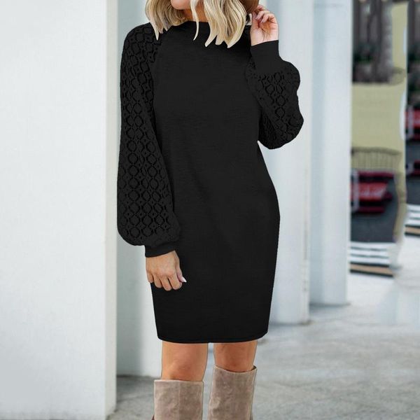 casual dresses women's sweater winter solid color long sleeve lace stitching loose knit dress vestidos de mujer, Black;gray
casual dresses women's sweater winter solid color long sleeve lace stitching loose knit dress vestidos de mujer, Black;gray