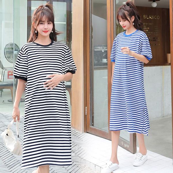 maternity dresses 03742# clothes summer cotton short sleeves loose stylish striped dress pregnant women pregnancy, White
maternity dresses 03742# clothes summer cotton short sleeves loose stylish striped dress pregnant women pregnancy, White