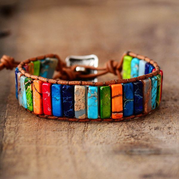 chakra bracelet jewelry handmade multi color natural stone tube beads leather wrap bracelet couples bracelets gifts a, Golden;silver
chakra bracelet jewelry handmade multi color natural stone tube beads leather wrap bracelet couples bracelets gifts a, Golden;silver