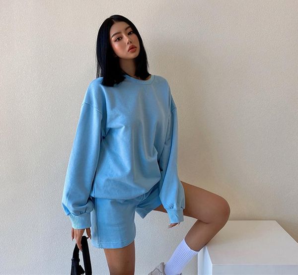 women's tracksuits autumn casual ladies o-neck full sleeve solid sweatshirts & elastic waist drawstring shorts women 2 pieces set, Gray
women's tracksuits autumn casual ladies o-neck full sleeve solid sweatshirts & elastic waist drawstring shorts women 2 pieces set, Gray