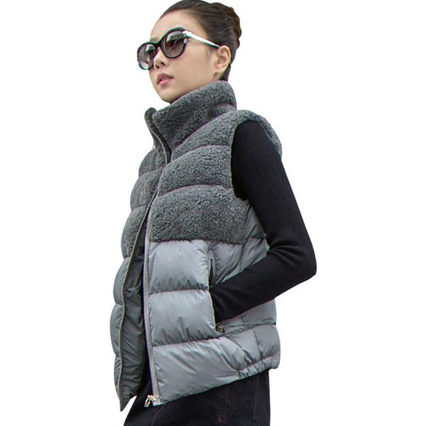 women's vests lambs wool stitching vest women thicken waistcoat winter jacket down cotton coat outwear veste femme 3xl c3730, Black;white
women's vests lambs wool stitching vest women thicken waistcoat winter jacket down cotton coat outwear veste femme 3xl c3730, Black;white