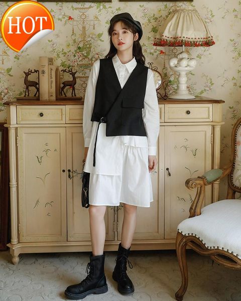 women's vests french fried street vest white shirt dress spring 2021 two piece suit temperament, Black;white
women's vests french fried street vest white shirt dress spring 2021 two piece suit temperament, Black;white