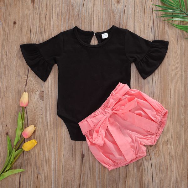 0-18m 2pcs fashion baby girls clothes set summer girl flare sleeve black romper + pink shorts set newborn summer clothing set, White
0-18m 2pcs fashion baby girls clothes set summer girl flare sleeve black romper + pink shorts set newborn summer clothing set, White