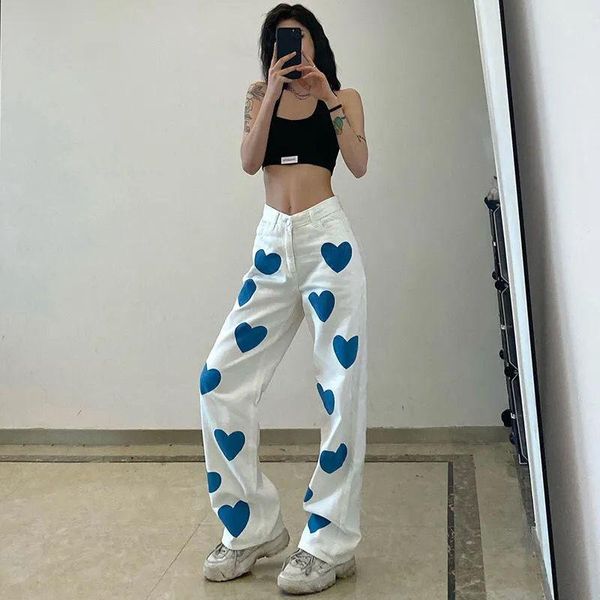 women's jeans white love printed girl high waist oversize straight pants female baggy streetwear wide leg capris denim trousers, Blue
women's jeans white love printed girl high waist oversize straight pants female baggy streetwear wide leg capris denim trousers, Blue