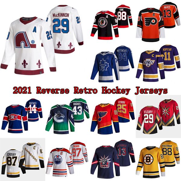 2021 reverse retro jersey 29 nathan mackinnon 88 david pastrnak 97 connor mcdavid 14 nick suzuki 13 lafreniere hockey jerseys, Black;red
2021 reverse retro jersey 29 nathan mackinnon 88 david pastrnak 97 connor mcdavid 14 nick suzuki 13 lafreniere hockey jerseys, Black;red