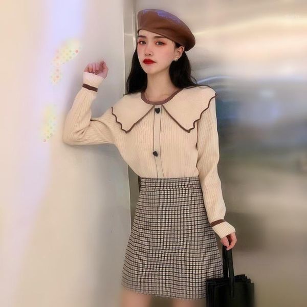 women's sweaters womens knit sweater shirts french style doll collar slim fit long sleeve knitting patchwork vintage fall clothes, White;black
women's sweaters womens knit sweater shirts french style doll collar slim fit long sleeve knitting patchwork vintage fall clothes, White;black
