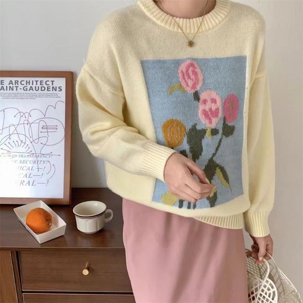 women's sweaters women flowers outwear patchwork pullover 2021 elegant loose stylish warm knitted ol casual jumpers, White;black
women's sweaters women flowers outwear patchwork pullover 2021 elegant loose stylish warm knitted ol casual jumpers, White;black