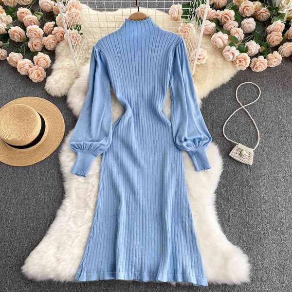 elegant knitted dress women autumn korean stand collar single buttons long puff sleeve sweet fungus dresses fashion, Black;gray
elegant knitted dress women autumn korean stand collar single buttons long puff sleeve sweet fungus dresses fashion, Black;gray