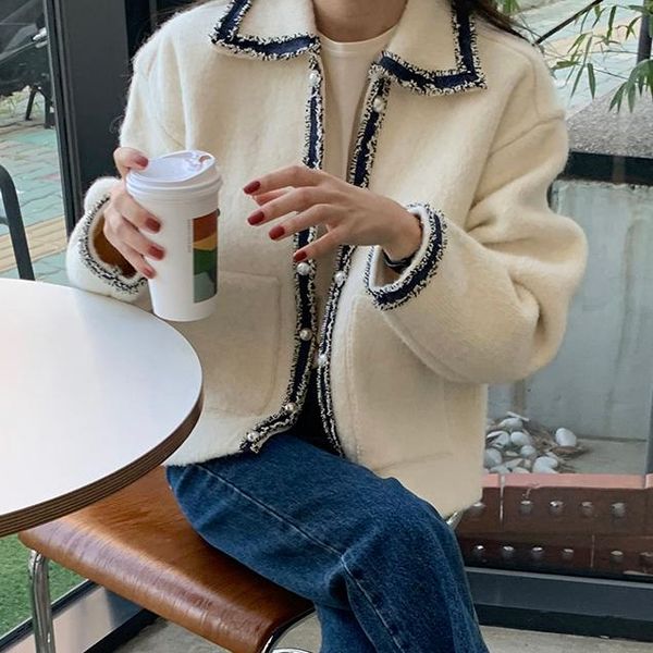 women's jackets loose ladies korean style casual outerwear elegant autumn winter women coat long sleeve pearl buttons turn down collar, Black;brown
women's jackets loose ladies korean style casual outerwear elegant autumn winter women coat long sleeve pearl buttons turn down collar, Black;brown