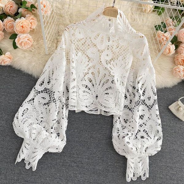2021 new western style women's blouse spring summer fashion temperament casual lace hollow out sleeve stand-up collar sjtt, Black;white
2021 new western style women's blouse spring summer fashion temperament casual lace hollow out sleeve stand-up collar sjtt, Black;white