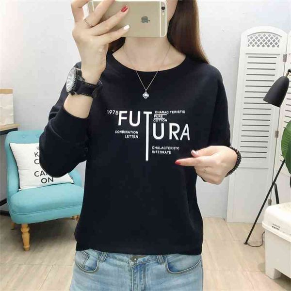 new 2021 autumn women's korean large t-shirt round neck fashion loose sweater women, Black
new 2021 autumn women's korean large t-shirt round neck fashion loose sweater women, Black